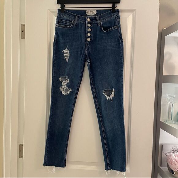 Free People Distressed Raw Hem Jeans Button Fly Size 28 - Picture 13 of 13